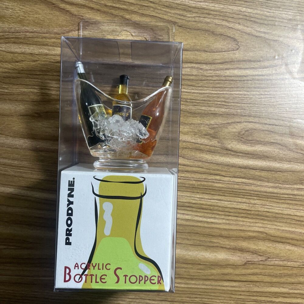 PRODYNE ACRYLIC BOTTLE STOPPER CUTE WINE SPIRITS AIRTIGHT SILICONE SEAL NWT